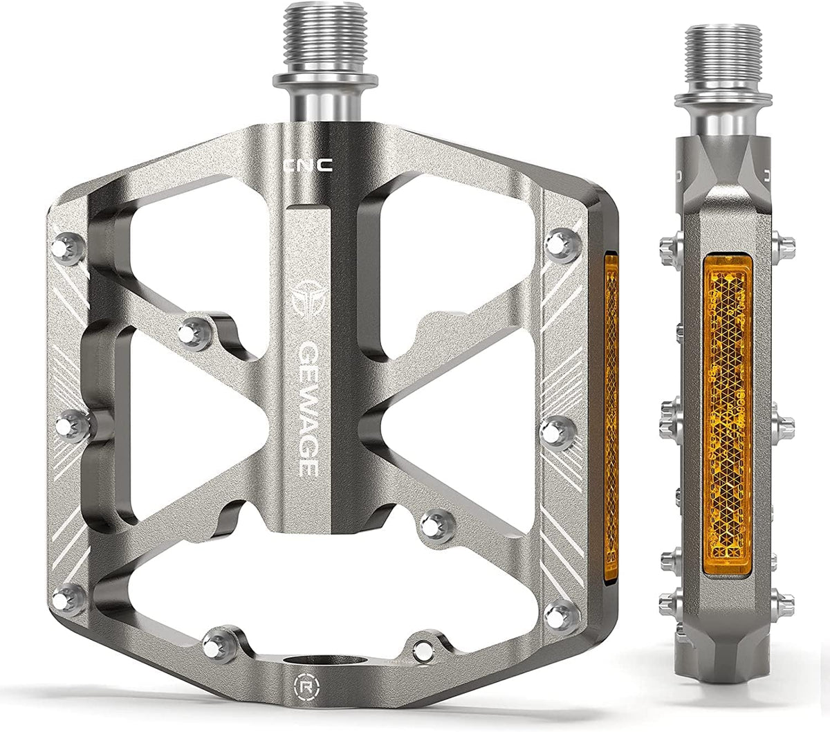 Pedale bicicleta aluminiu CNC, antiderapare benzi reflectorizante set de 2