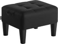 Taburet cu tapiterie groasa, aspect de in, 40x32x26cm, negru