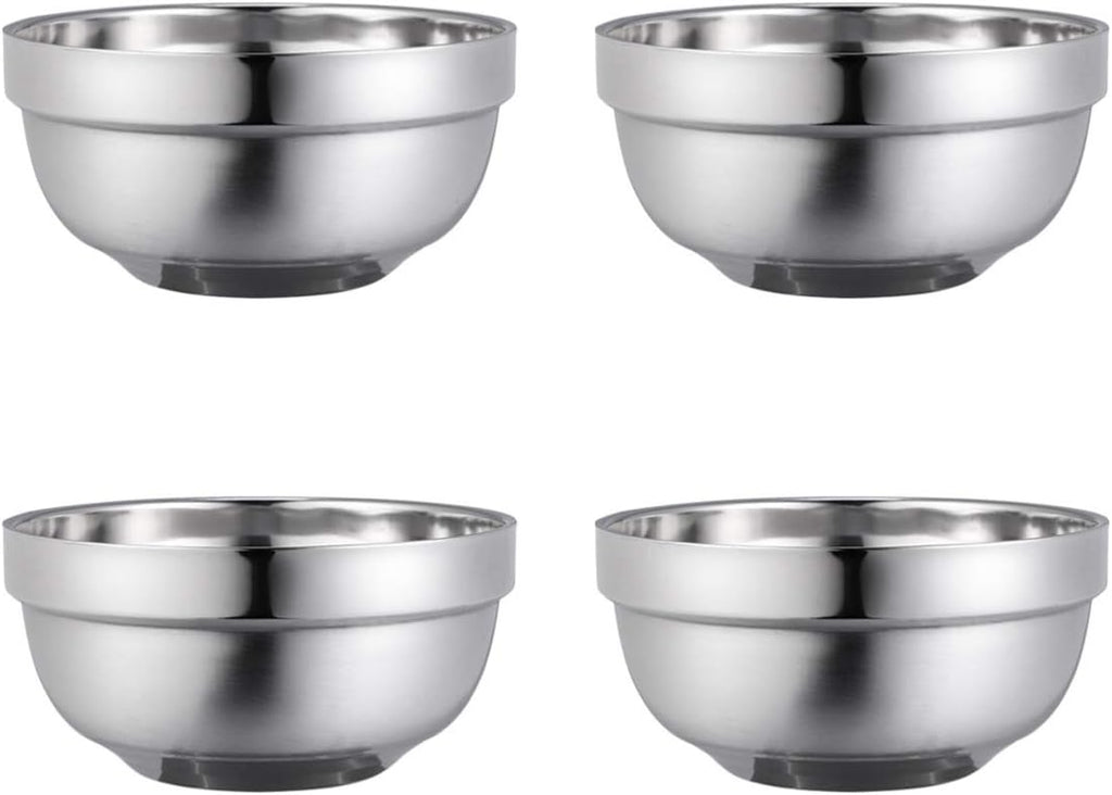 Set de 4 boluri inox 304, pereti dubli, 99g, 13x6.4cm