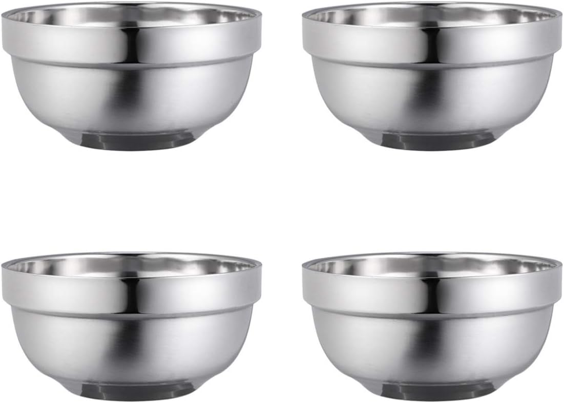 Set de 4 boluri inox 304, pereti dubli, 99g, 13x6.4cm