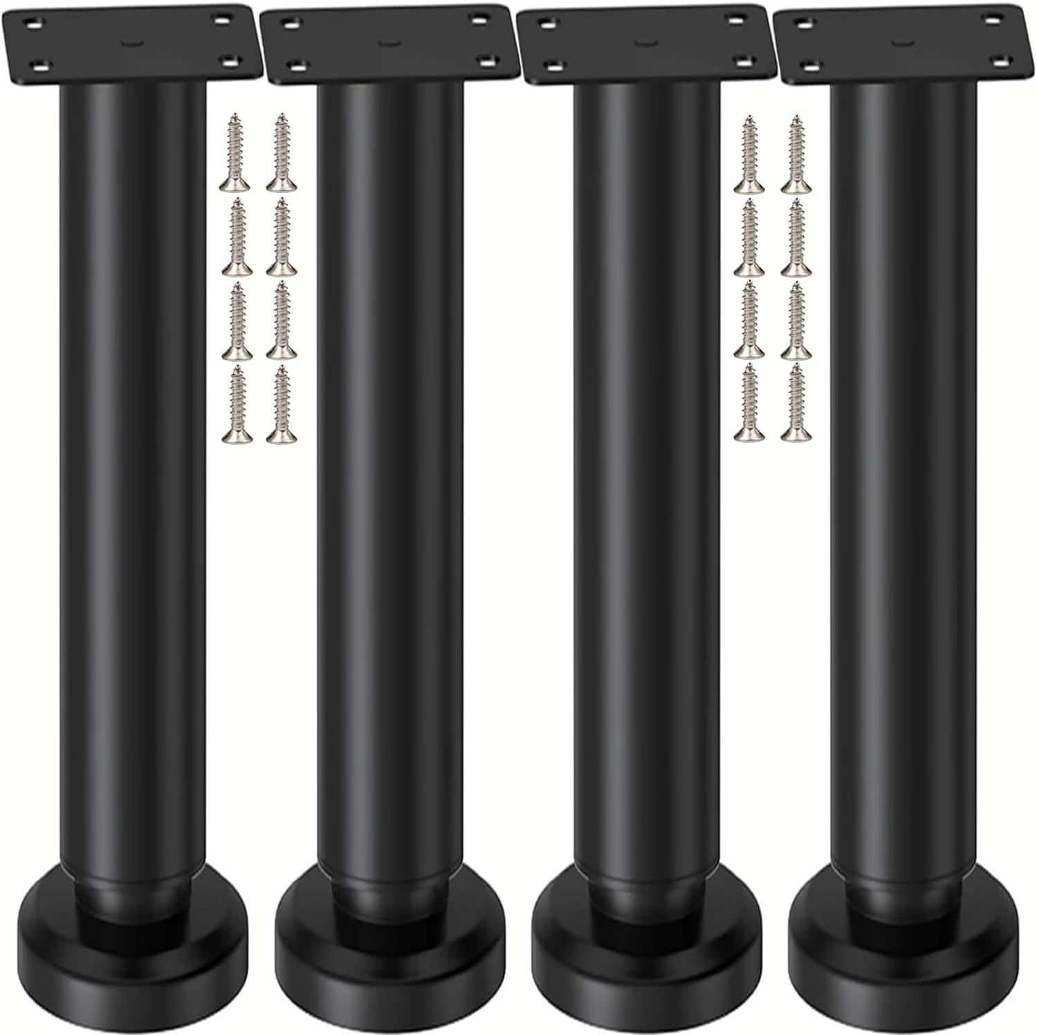 Set de 4 picioare mobilier, 25-42cm., negru(