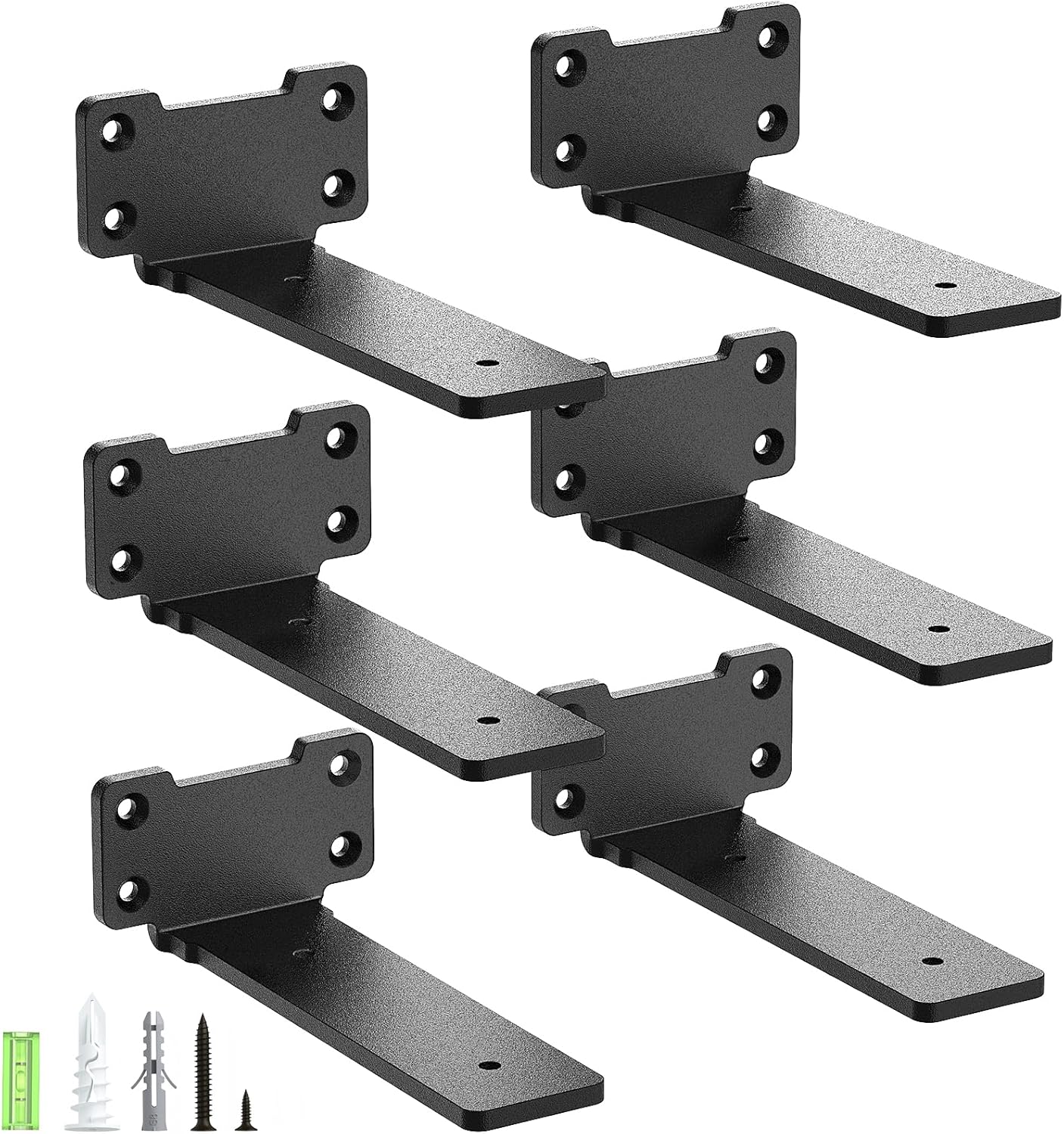 Set de 6 suport polita 15cm, rafturi, otel, max 75kg per pereche, negru