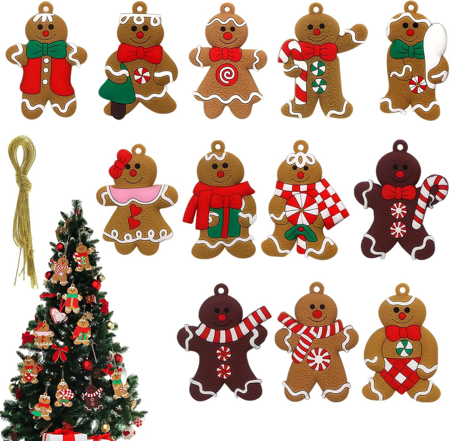 Decoratiuni brad, Ornamente Craciun, Gingerbread, Giusobg, set de 12