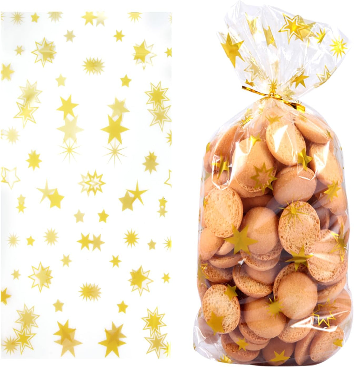 Pungi alimentare cadou, motiv Craciun, 14x23cm, set de 100