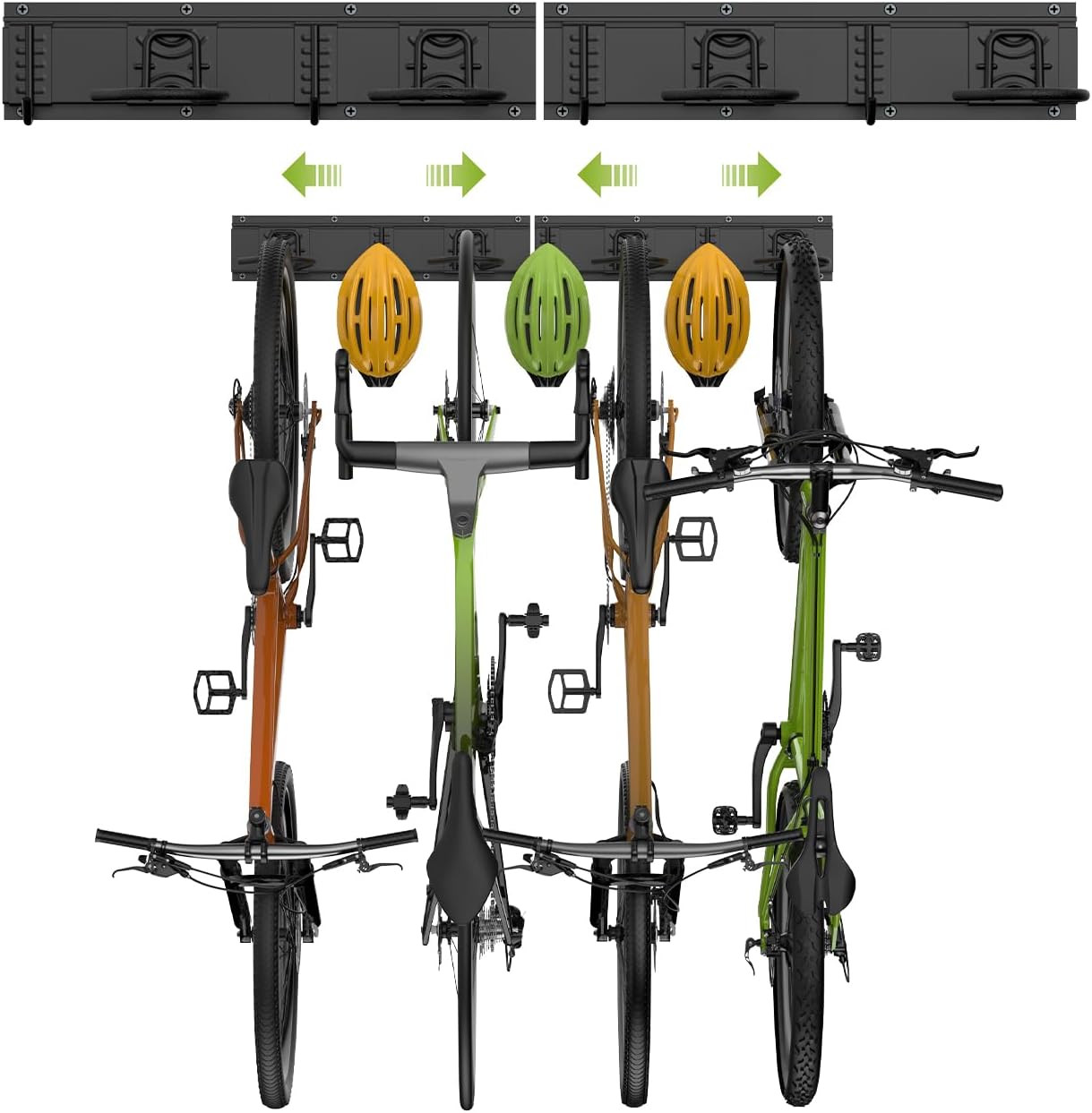 Suport perete Biciclete, Cârlige pentru 4 Biciclete și 3 Căști