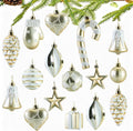 Ornamente Brad, globuri decoratiuni Craciun, 16 buc, sampanie