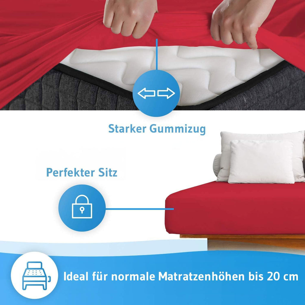 Cearsaf saltea cu elastic, premium, respirabil, 150x200x20cm, rosu