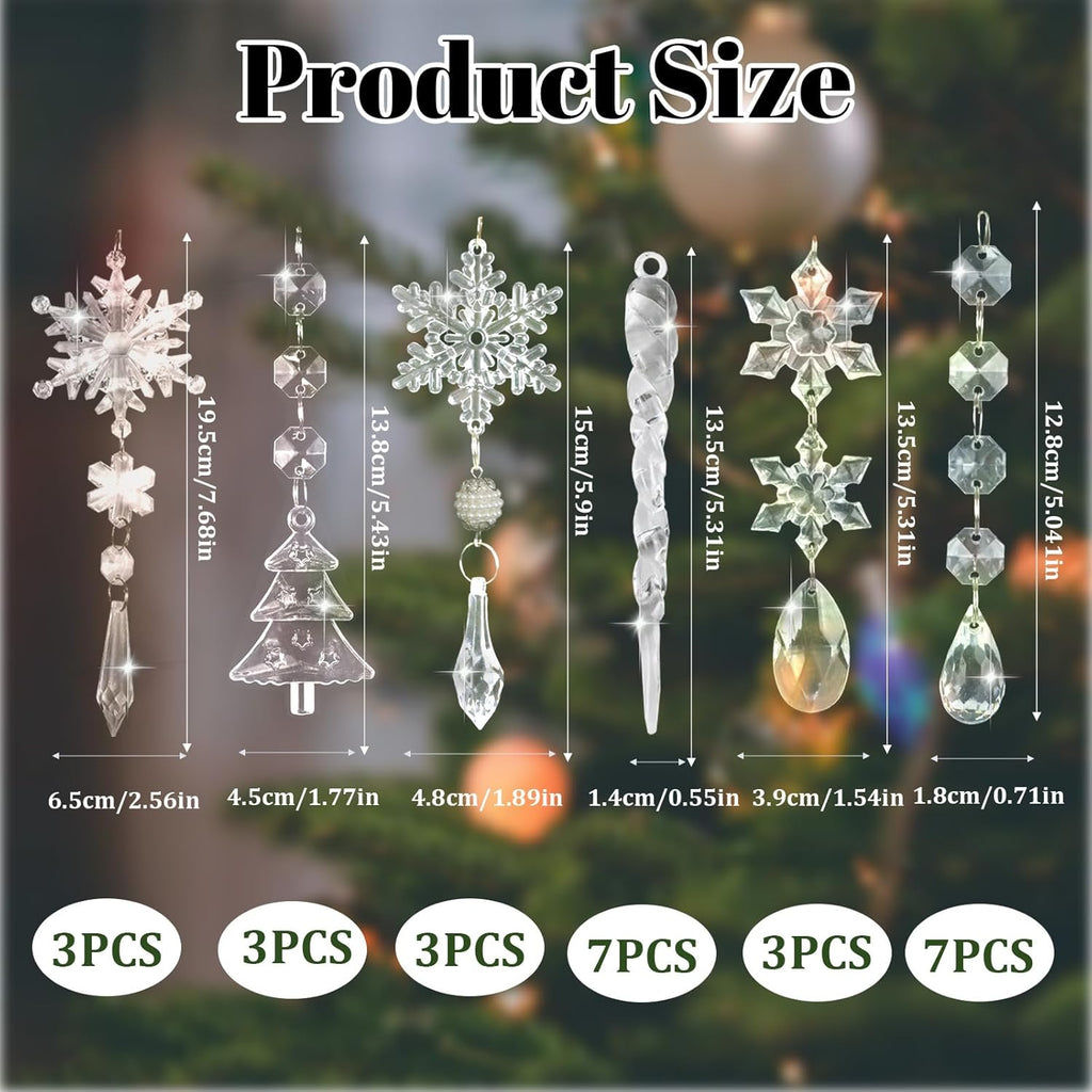 Set de 26 ornamente Craciun, decoratiuni diferite fome, acril