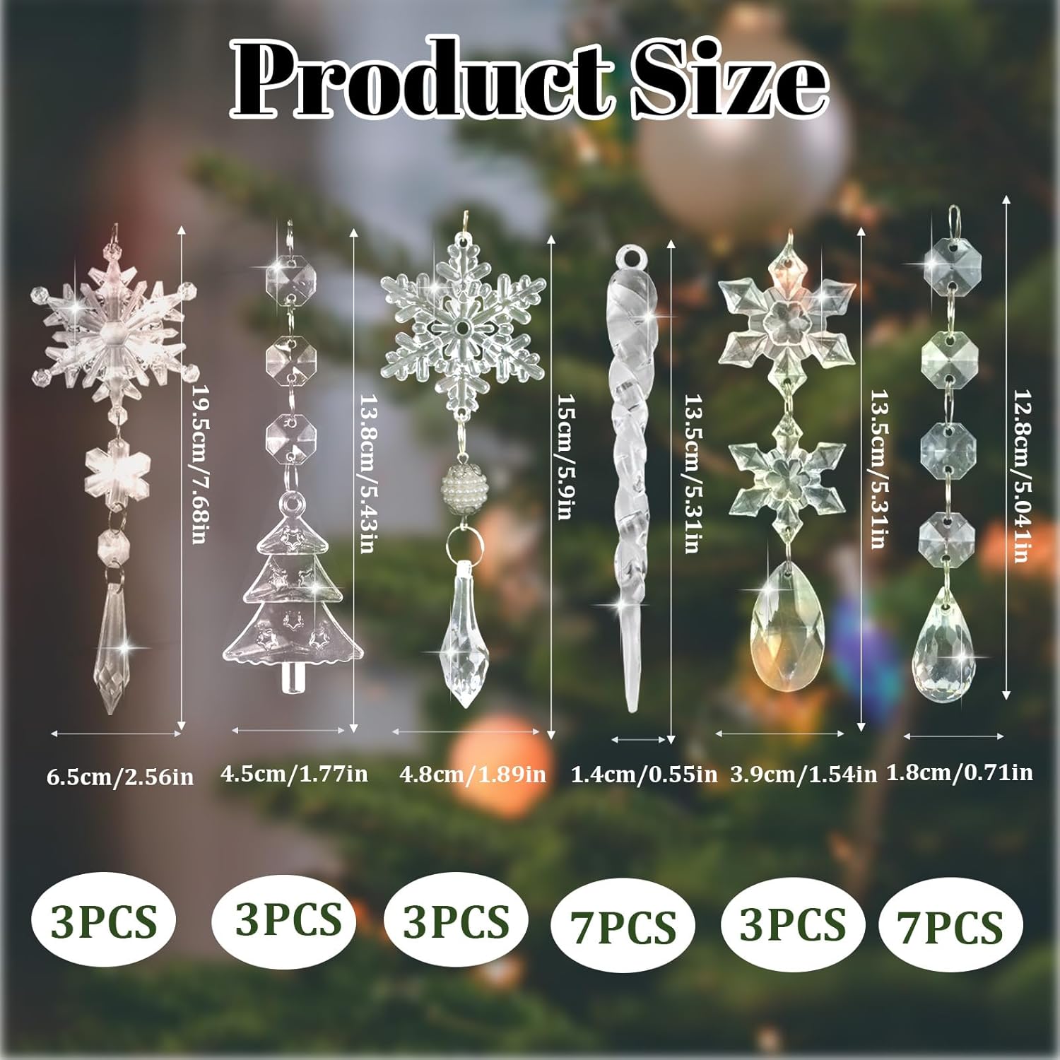 Set de 26 ornamente Craciun, decoratiuni diferite fome, acril