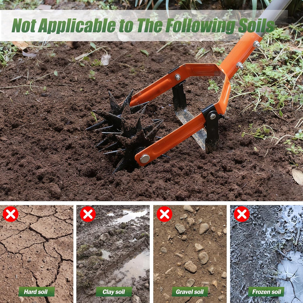 Cultivator manual rotativ pentru grădină Walensee, cu roți stelate și lamă de plivit