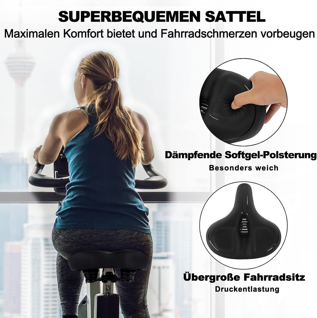 Șa de bicicletă ergonomică și extra lată TONBUX, cu spumă de memorie și suspensie