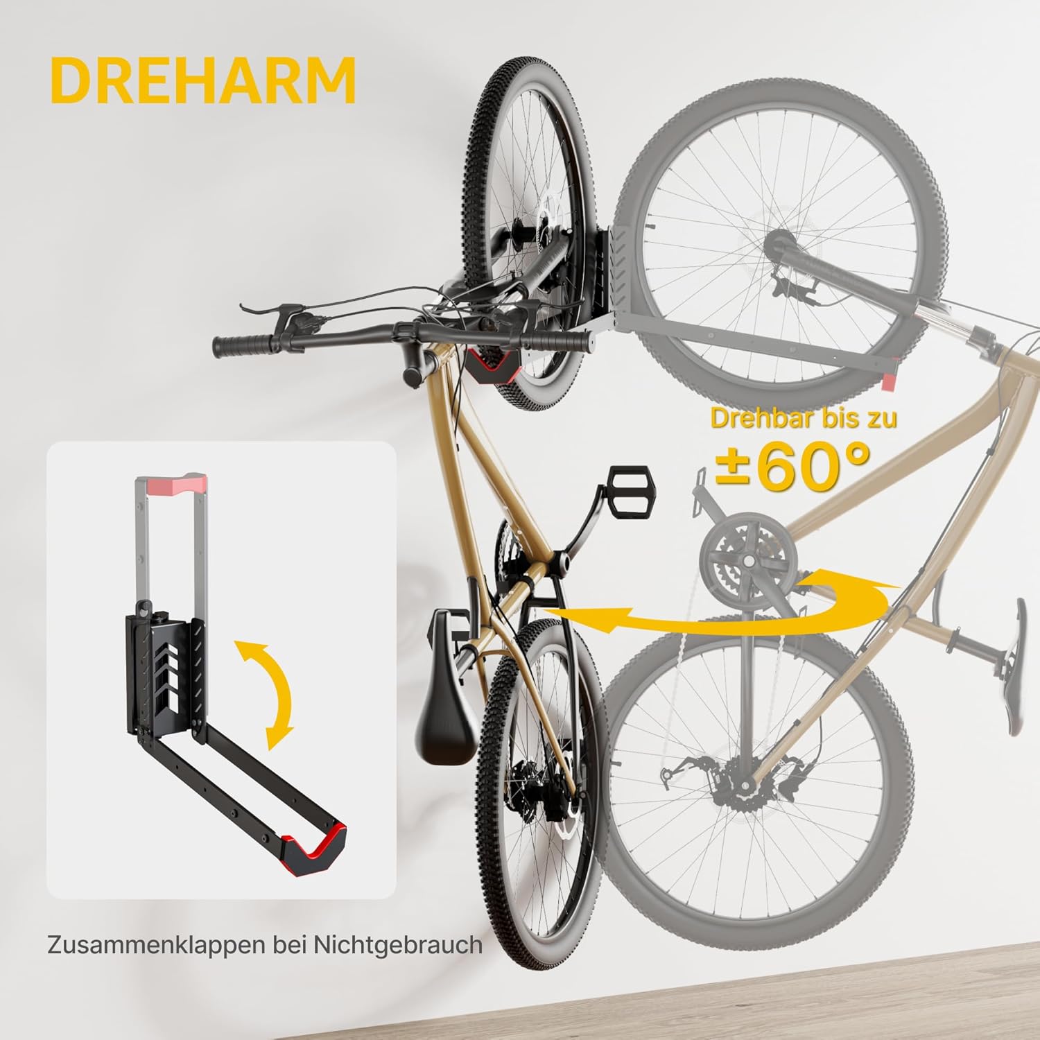 Set de 2 suport bicicleta perete, reglabil, Monteck, max 35kg