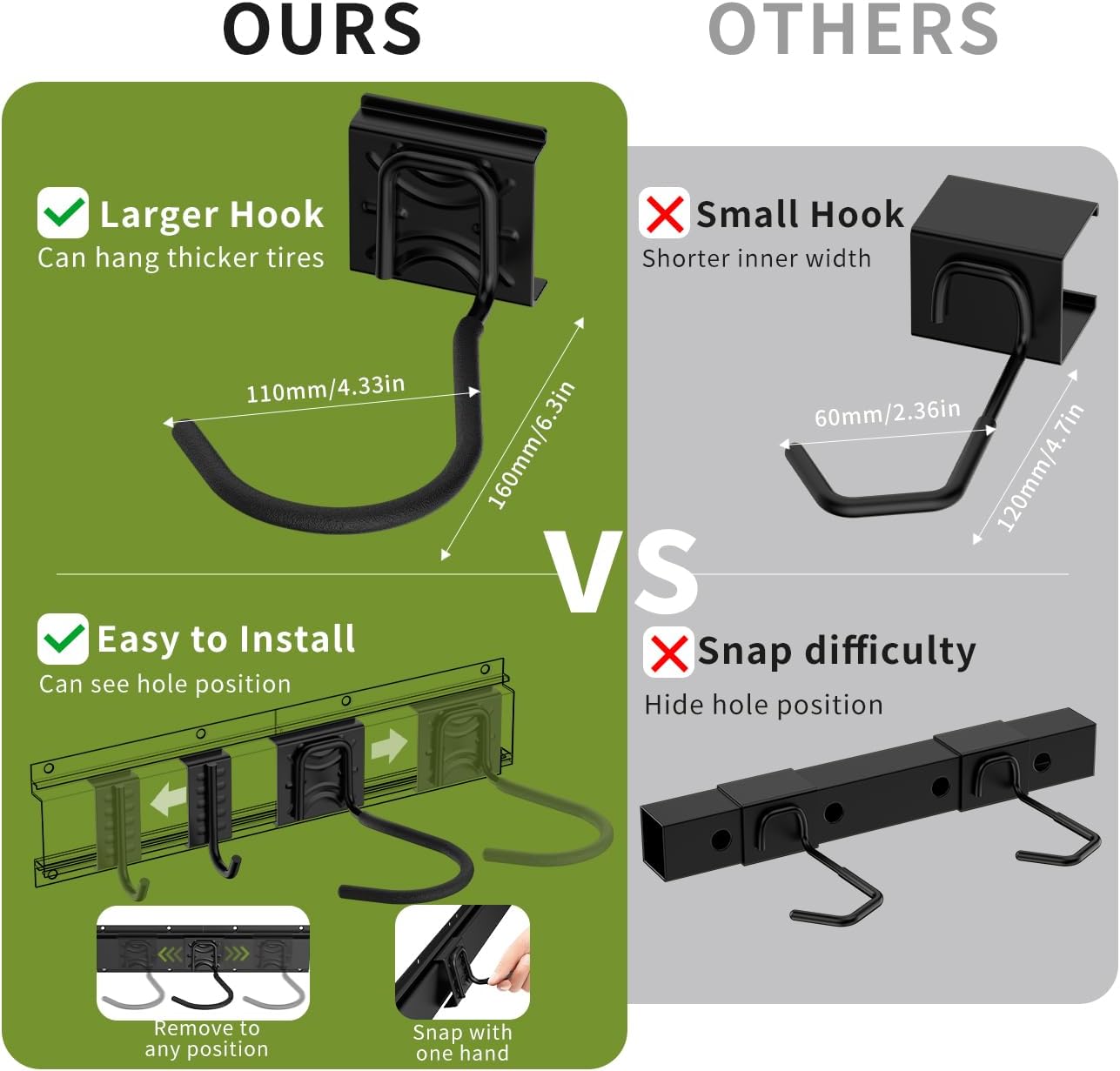 Suport perete Biciclete, Cârlige pentru 4 Biciclete și 3 Căști