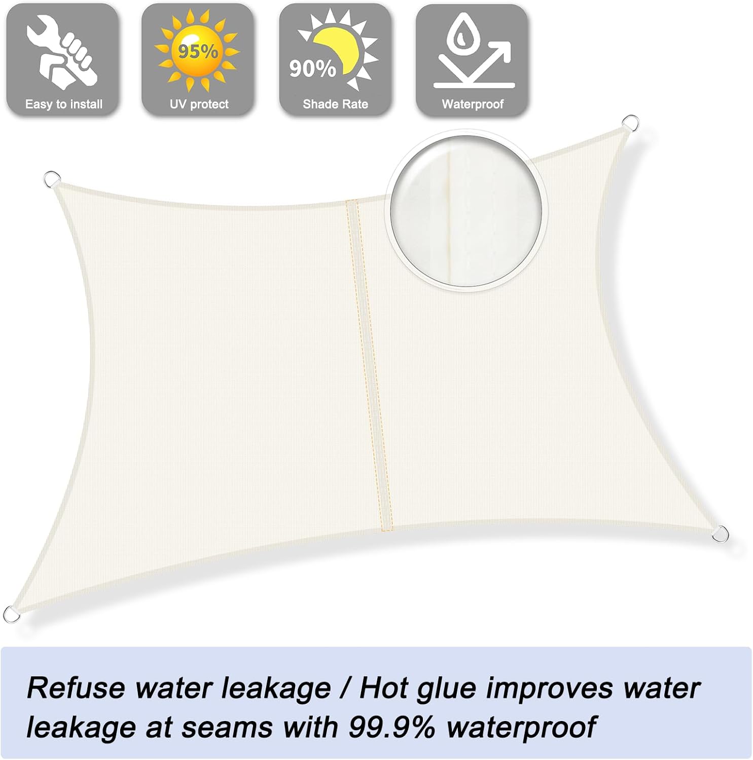 Copertina, protectie solara Sunnylax, impermeabil 3x5 m, crem