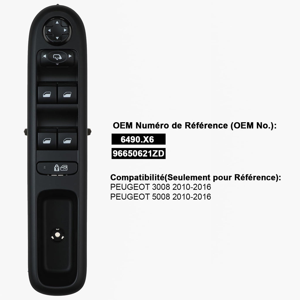 Bloc comanda butoane geamuri, oglinzi electrice Peugeot 3008, 5008, 96650621ZD, Yaopei