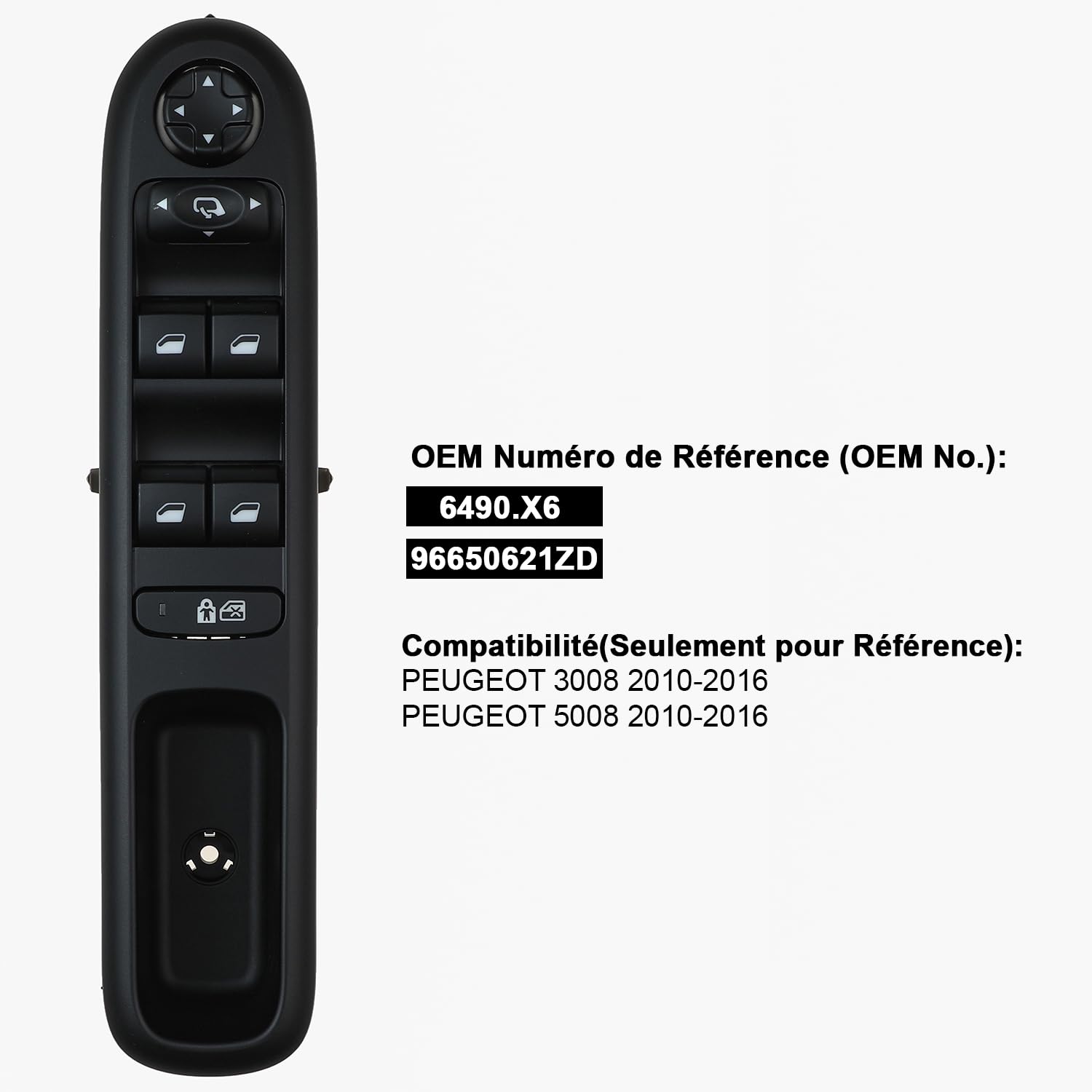 Bloc comanda butoane geamuri, oglinzi electrice Peugeot 3008, 5008, 96650621ZD, Yaopei