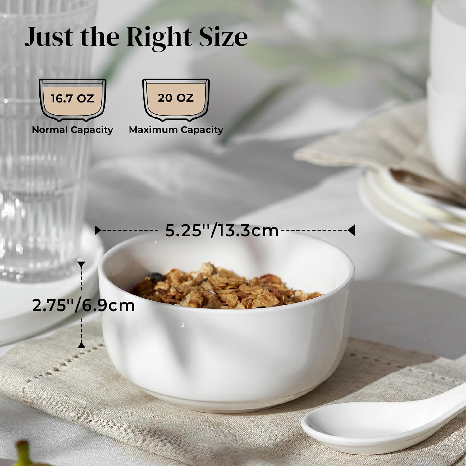 Set de 6 boluri ceramica pentru supa, cereale, orez, 13.3cm