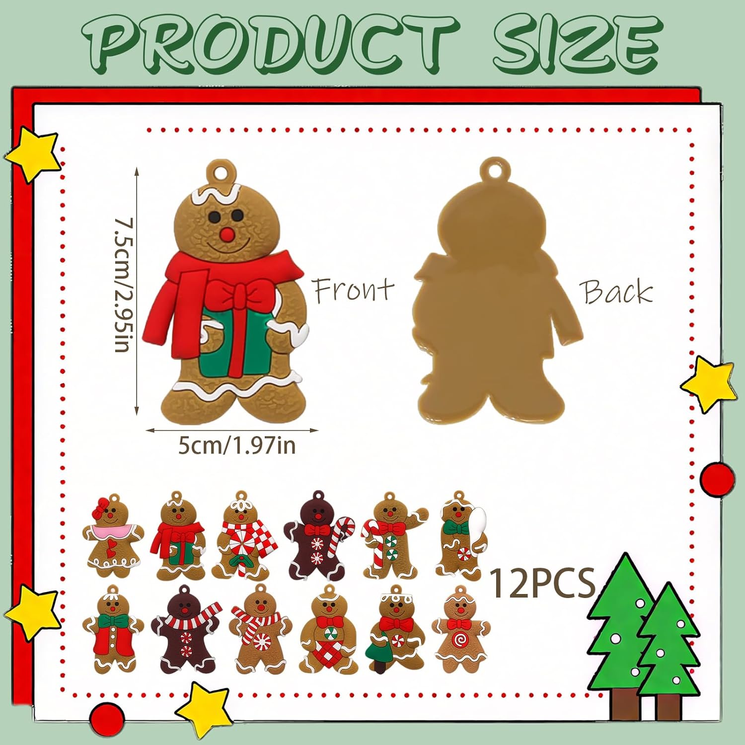 Decoratiuni brad, Ornamente Craciun, Gingerbread, Giusobg, set de 12