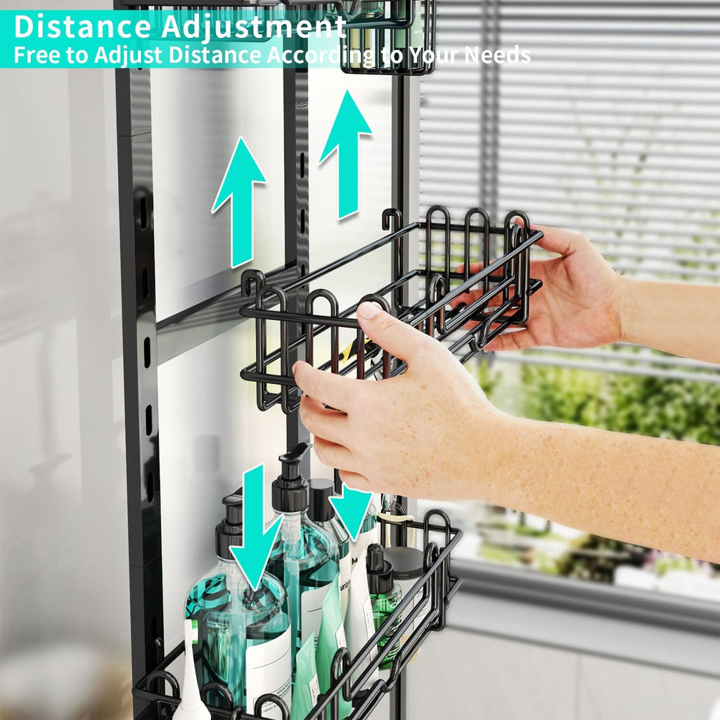 Organizator universal pe usa, 5 nivele, 28 agatatoare, negru