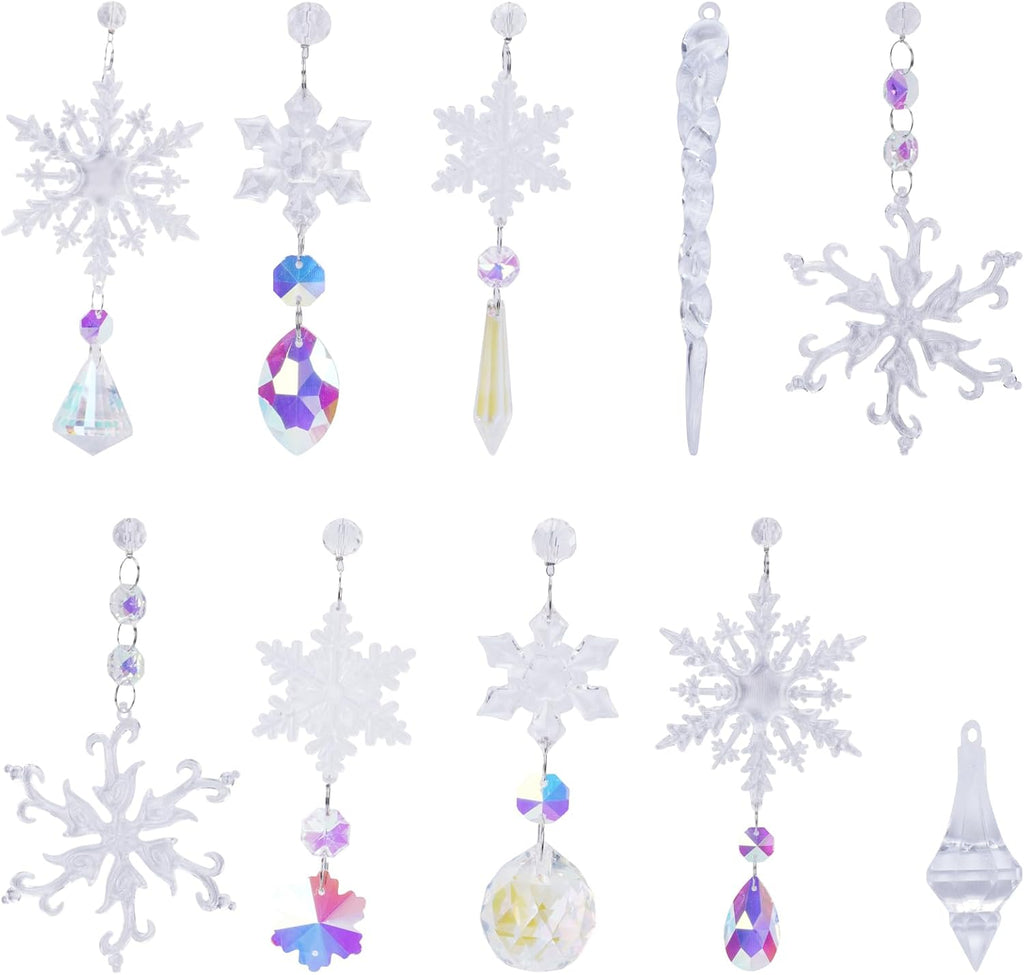 Decoratiuni brad, Ornamente Craciun, fulg de nea, Kindpma, acril, set de 16