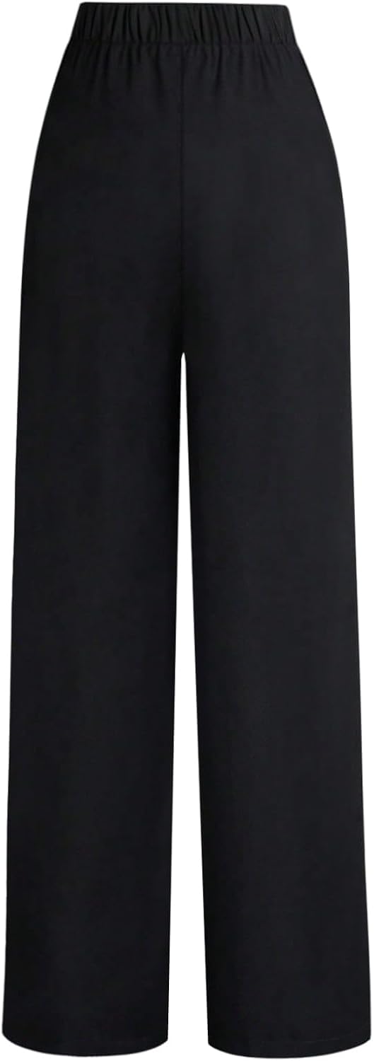 Pantaloni dama, elastic, casual lungi negru, L