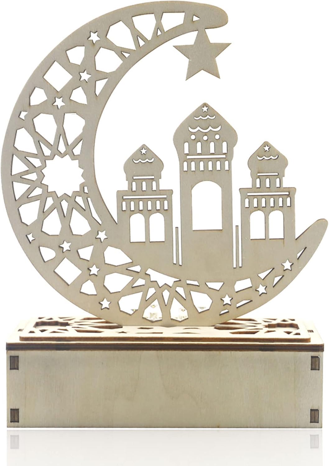 Lampă LED din lemn Decor Semiluna Lună Star