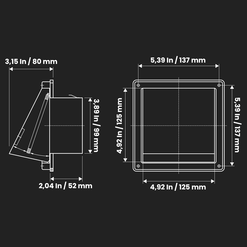Protecție grilă ventilație WeCooper, INOX, etanș, 100 mm, împiedică pătrunderea dăunătorilor