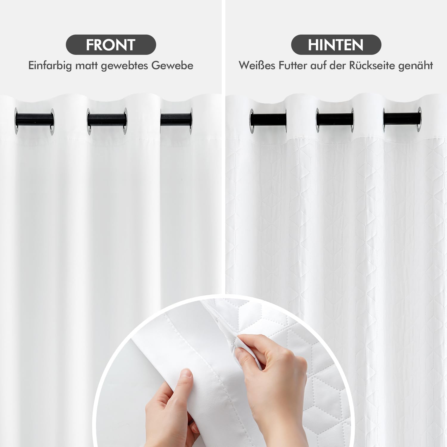 Draperie Emema, termal, dublu strat, blackout, 132x260cm, alb