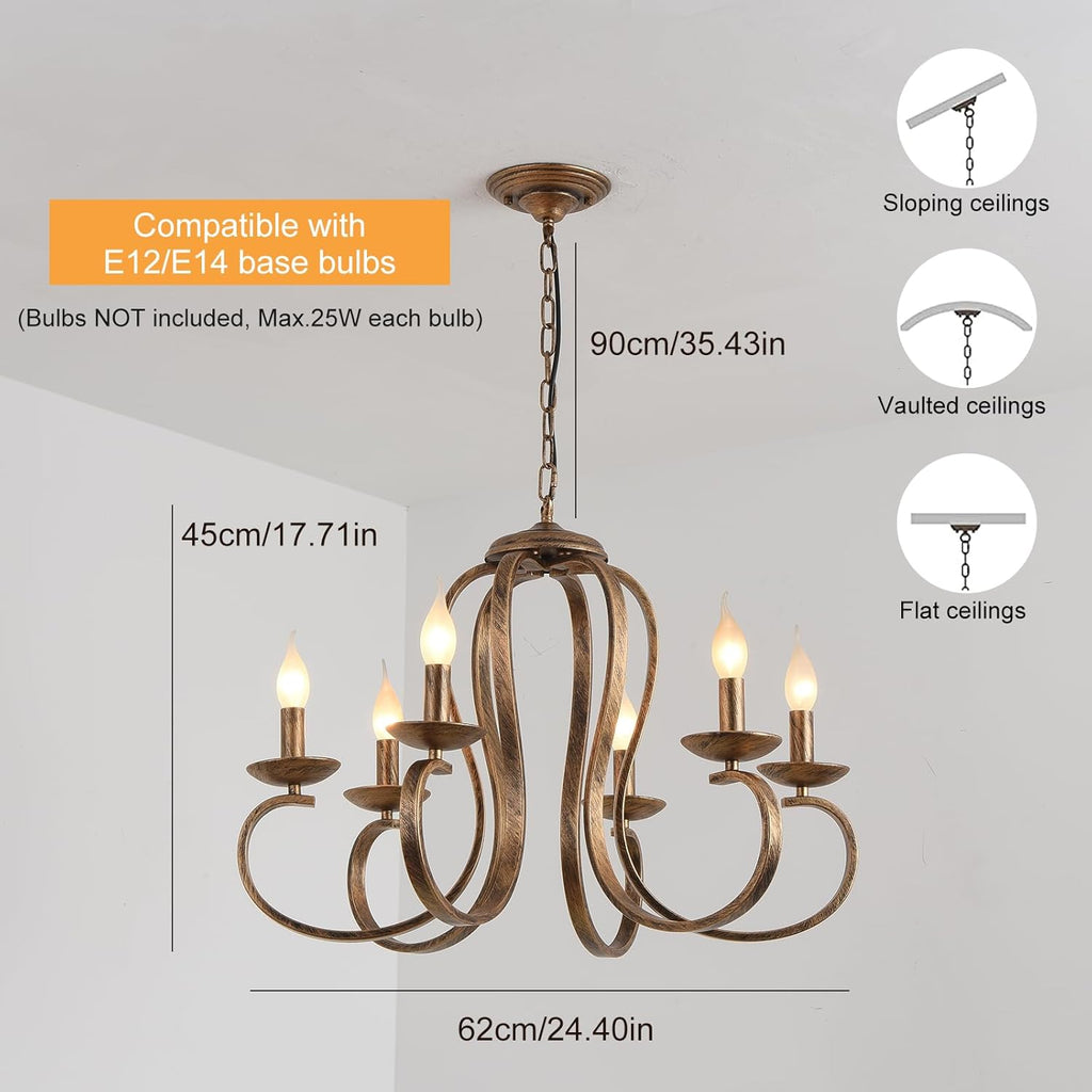 Candelabru, lustra rustica, Ganeed, retro, bronz periat