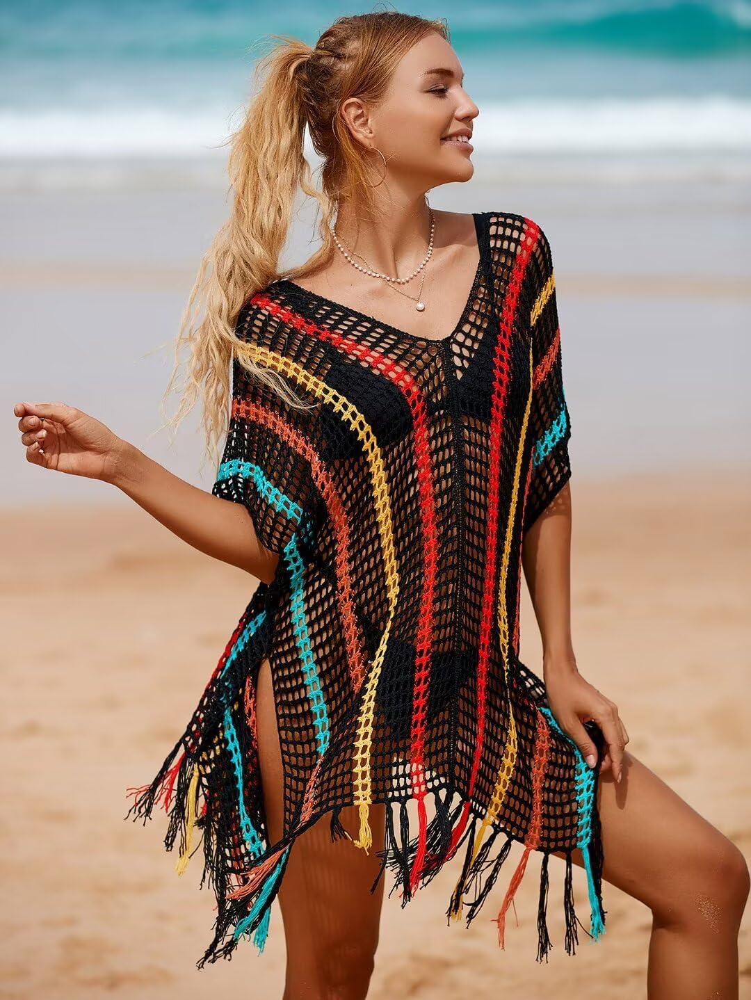 Rochie de plaja, sexi, marime unica, multicolor