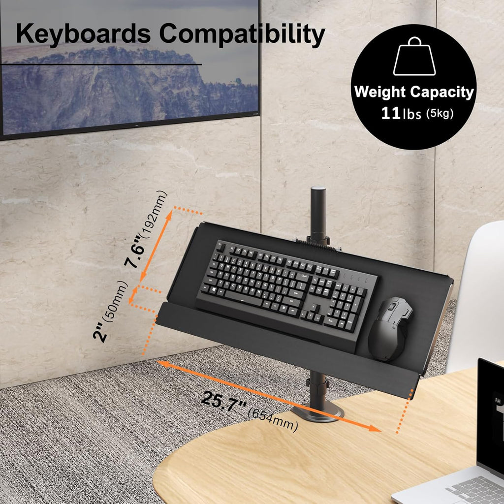 Suport tastatura cu brat reglabil, 65 x 19 cm, negru