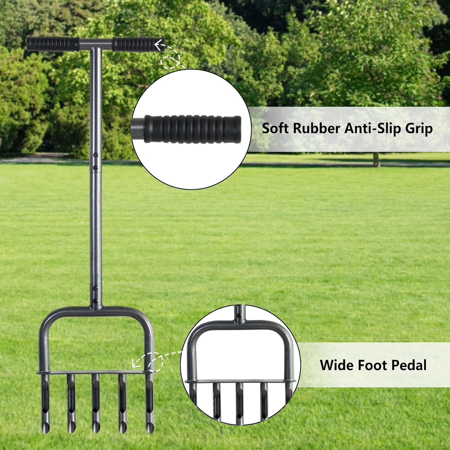 Aerator gazon 5 tije, aerare pamant, 93cm