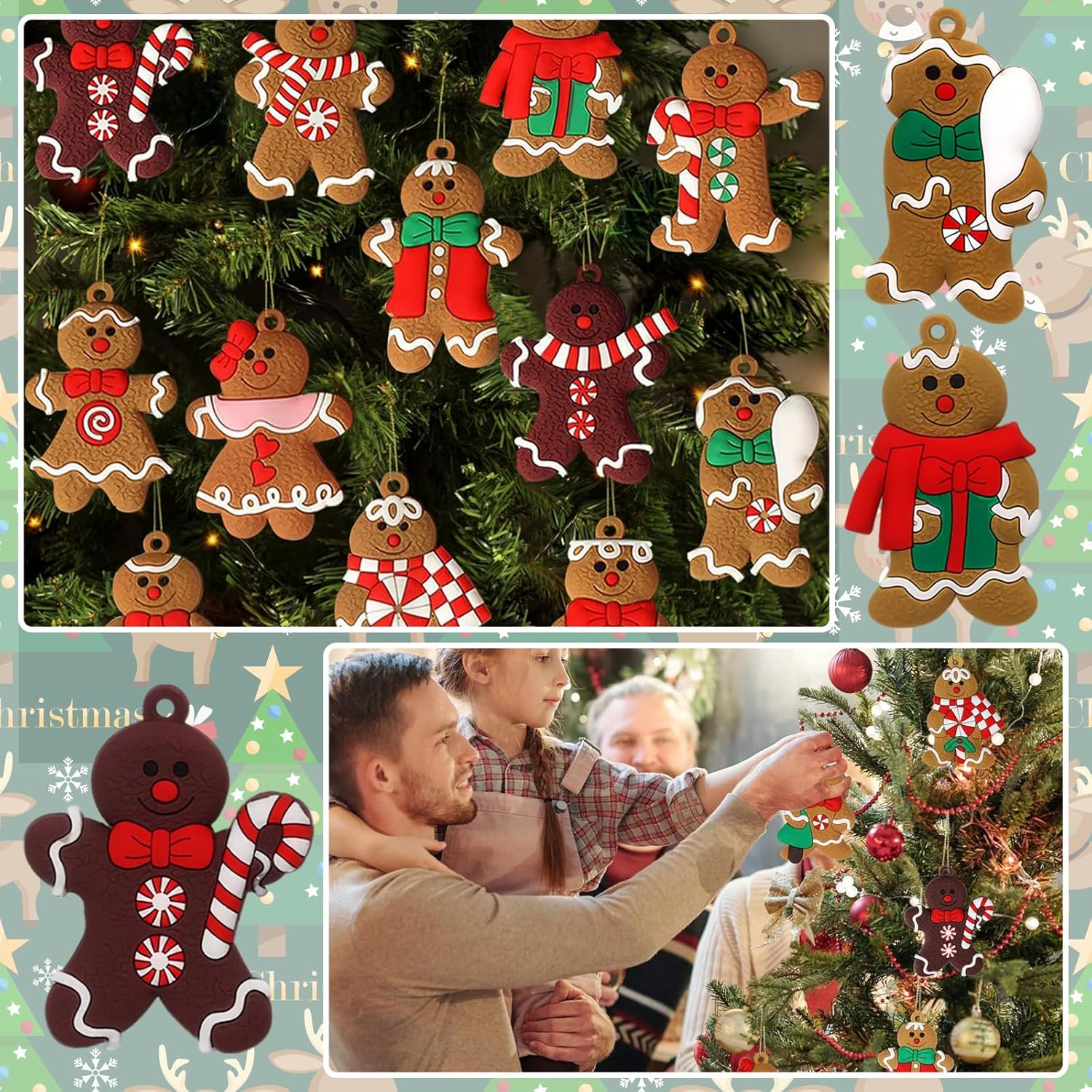 Decoratiuni brad, Ornamente Craciun, Gingerbread, Giusobg, set de 12
