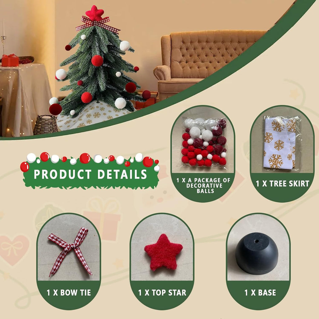 Brad Craciun artificial 40cm cu ornamente