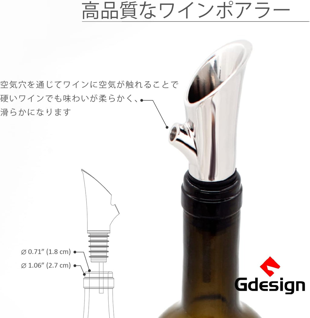 Set cadou desfacator sticle vin, Gdesign, dop , taietor folie, suport