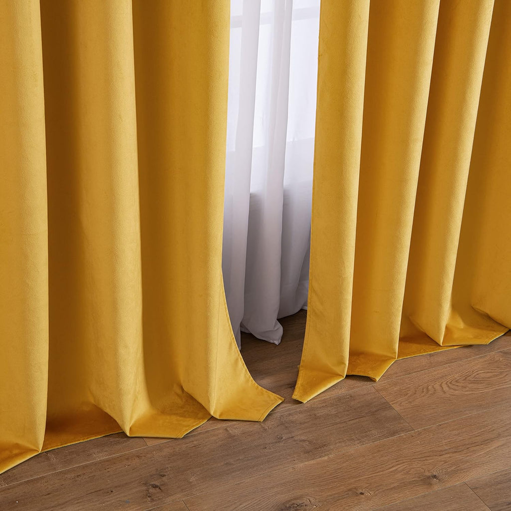 Draperii decorative, perdele opace 100% catifea, EMEMA, 140x175cm Set de 2, portocaliu