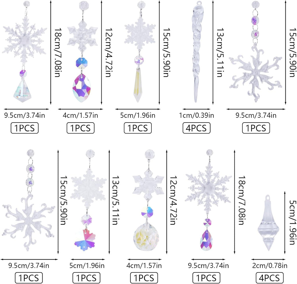 Decoratiuni brad, Ornamente Craciun, fulg de nea, Kindpma, acril, set de 16