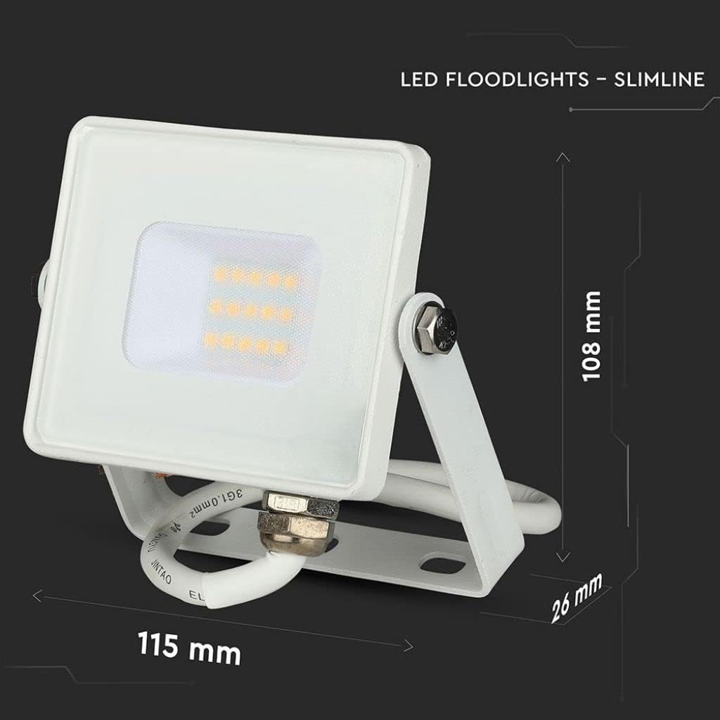Proiector de exterior impermeabil V-TAC RRO LED Carcasă albă IP65, 10W, 8000lm