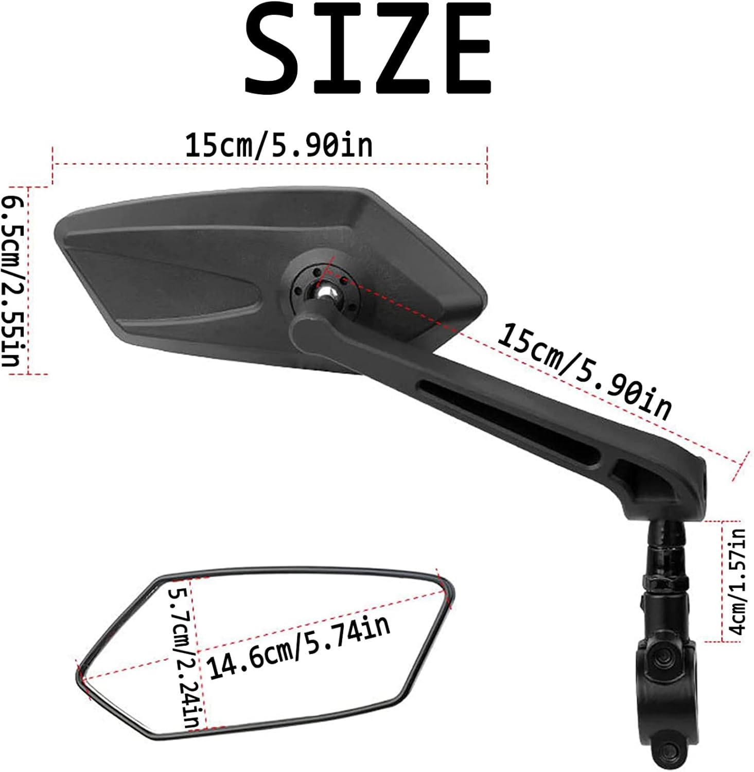 Oglinzi bicicleta, scuter, reglabile 360°, 15cm, set de 2