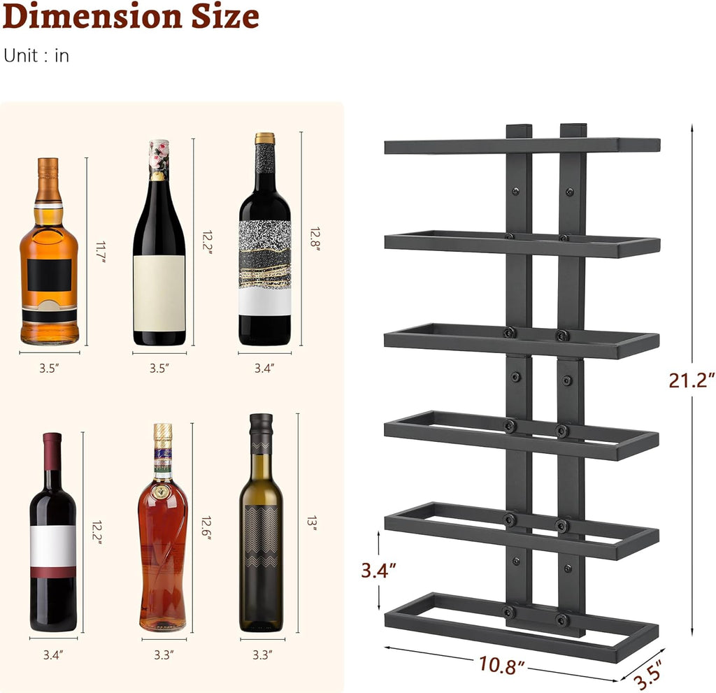 Suport sticle vin pe perete, 6 sticle, 27x9x53cm