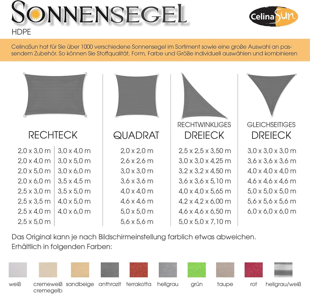 Copertina CelinaSun shade, triunghi, 3.6x3.6x5.1m, alb crem
