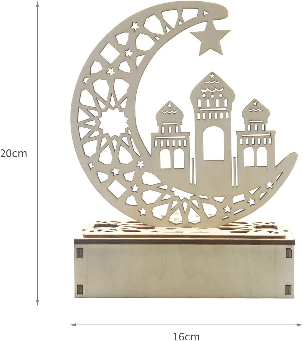 Lampă LED din lemn Decor Semiluna Lună Star