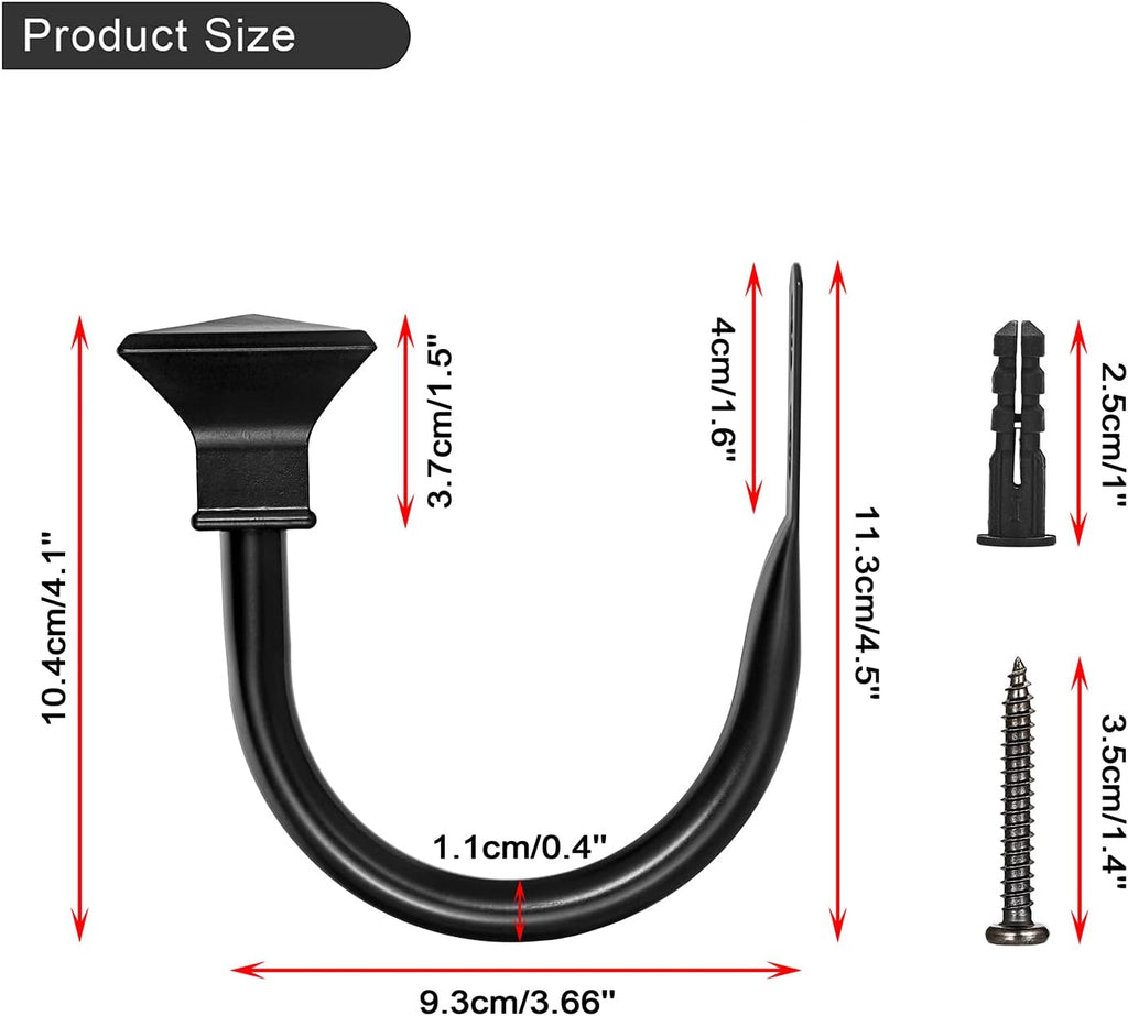 Accesoriu fixare draperie, perdea, metalic, negru, set de 2