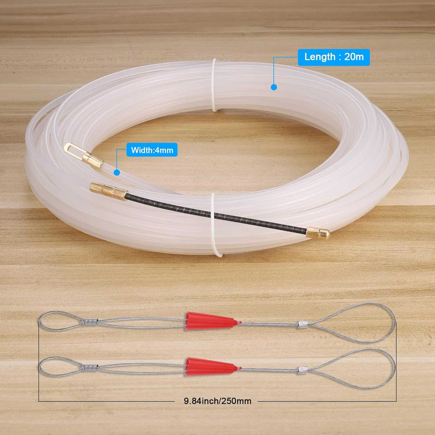 Fir pentru tragere cabluri electrice, 20m, fir spion, dispozitiv de tras cablu,