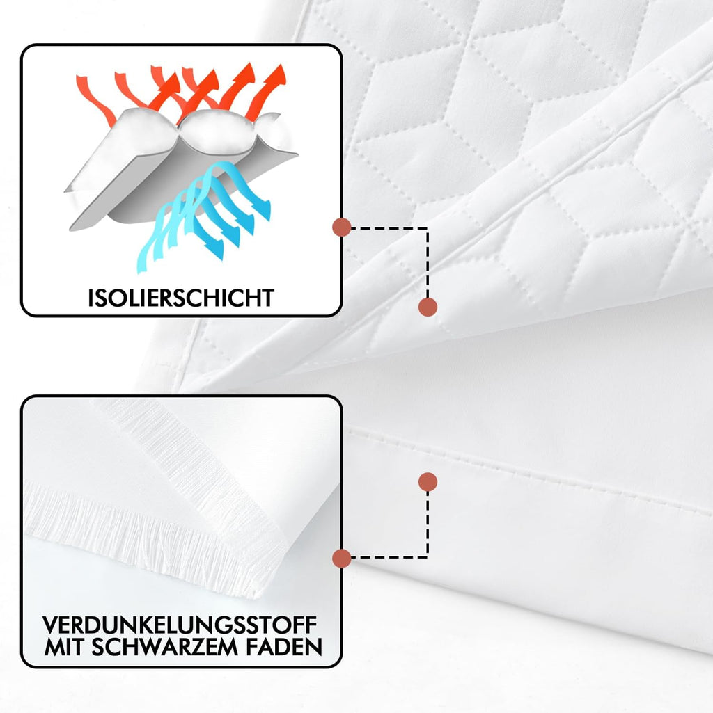 Draperie Emema, termal, dublu strat, blackout, 132x260cm, alb