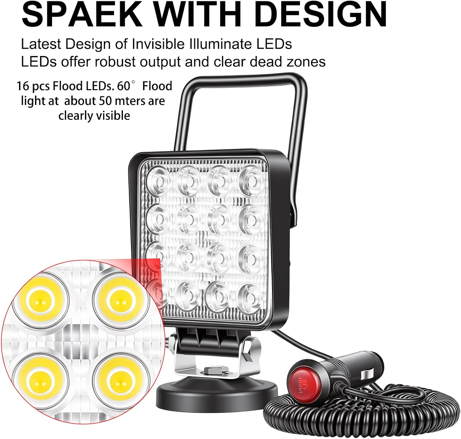 Lampa, lumina pentru masina, 48W, 12/24V, 6000K, 11cm