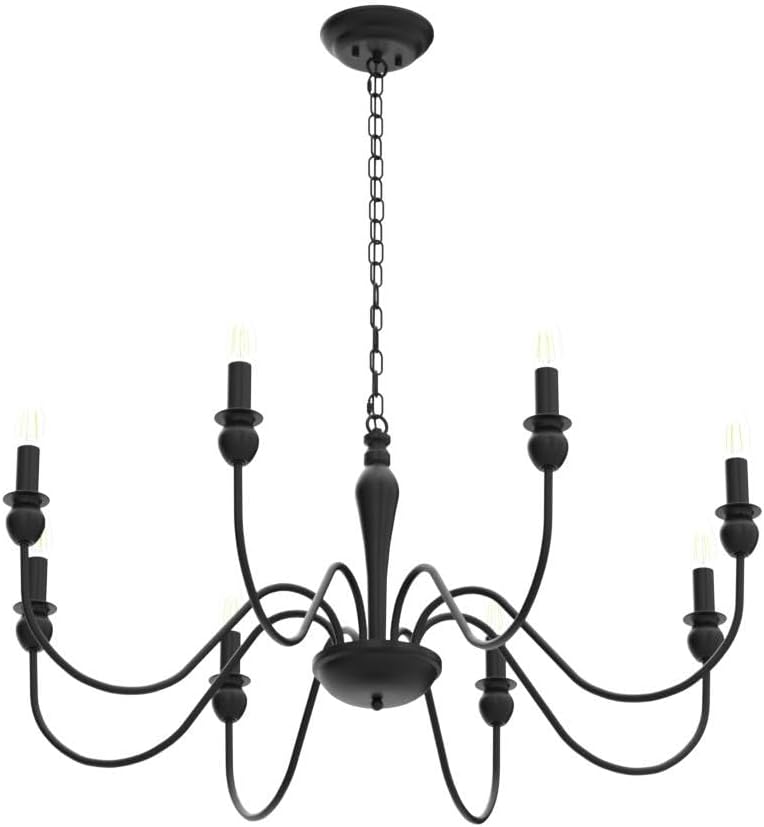 Candelabru, lustra vintage, Ashuaqi, 8 brate, E14, negru