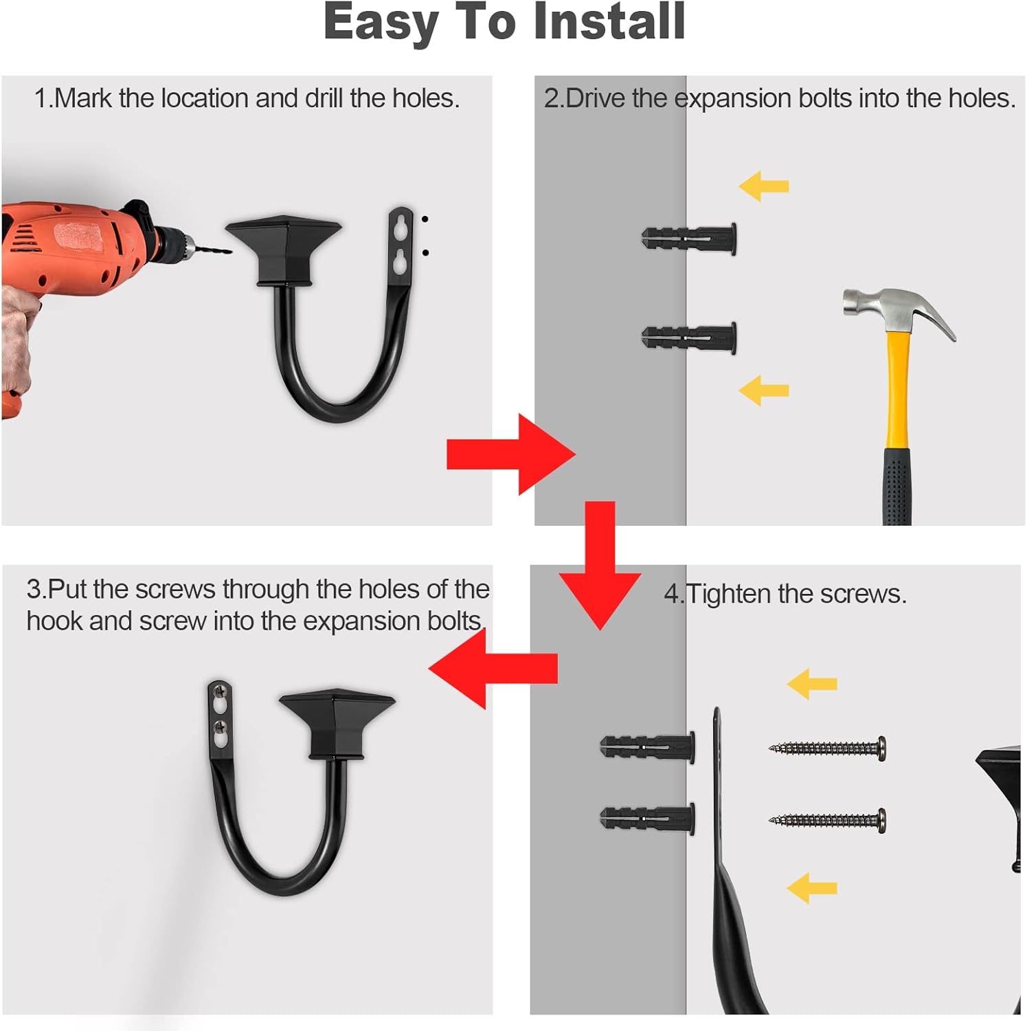 Accesoriu fixare draperie, perdea, metalic, negru, set de 2