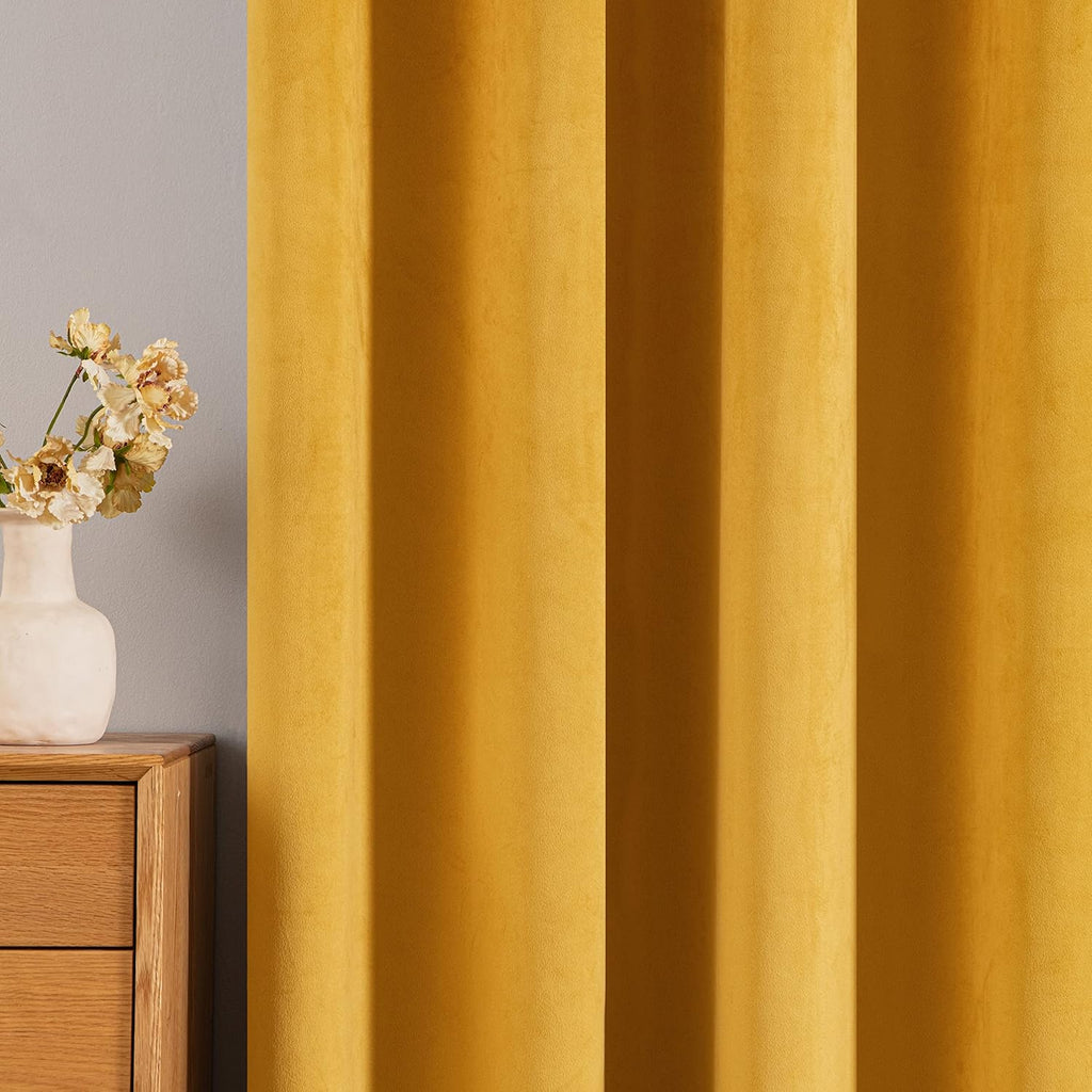 Draperii decorative, perdele opace 100% catifea, EMEMA, 140x175cm Set de 2, portocaliu