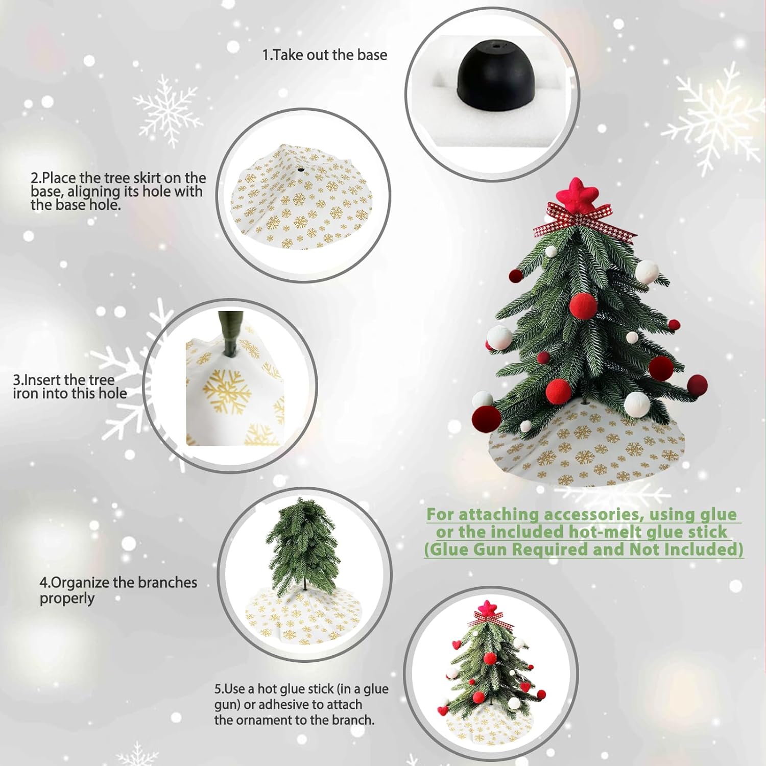 Brad Craciun artificial 40cm cu ornamente